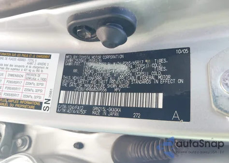 2006 Toyota 4Runner Sr5 V6 из США, поврежденный, VIN JTEBU14R868059556